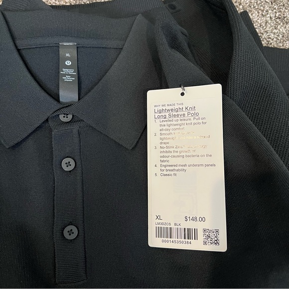 * Lululemon Lightweight Knit Long Sleeve Polo black - Picture 5 of 6